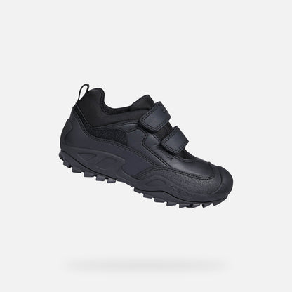 Geox Waterproof Savage Velcro Black Leather Shoe J841WB