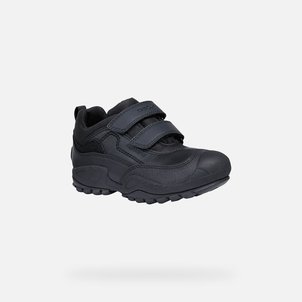 Geox Waterproof Savage Velcro Black Leather Shoe J841WB