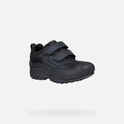 Geox Waterproof Savage Velcro Black Leather Shoe J841WB