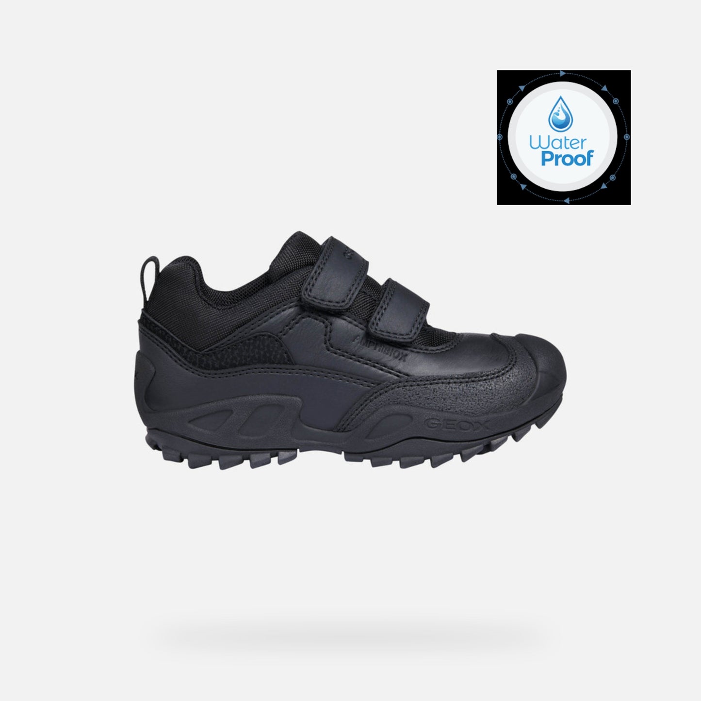 Geox Waterproof Savage Velcro Black Leather Shoe J841WB