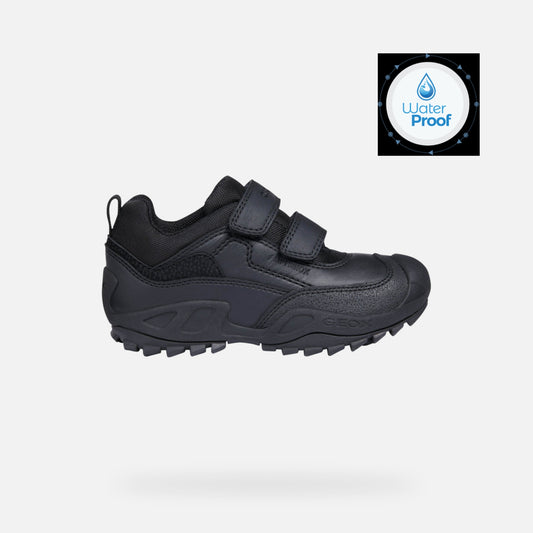 Geox Waterproof Savage Velcro Black Leather Shoe J841WB