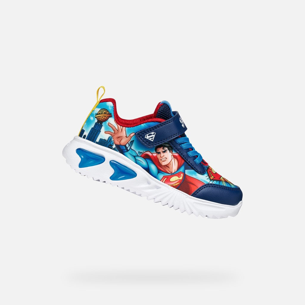Geox Boys Superman Light Up Runner Blue Multi Assister J65DZA