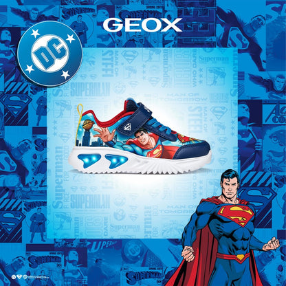 Geox Boys Superman Light Up Runner Blue Multi Assister J65DZA