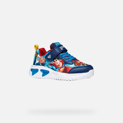 Geox Boys Superman Light Up Runner Blue Multi Assister J65DZA