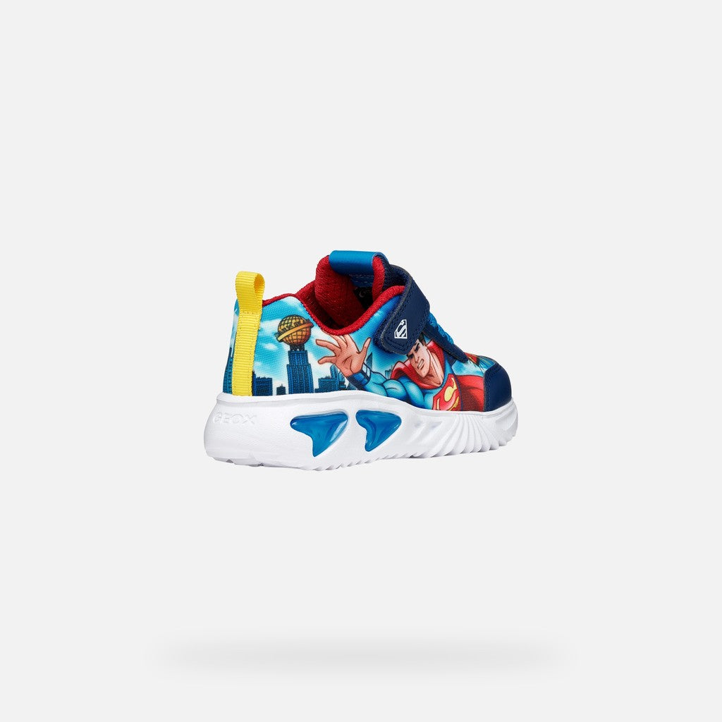Geox Boys Superman Light Up Runner Blue Multi Assister J65DZA
