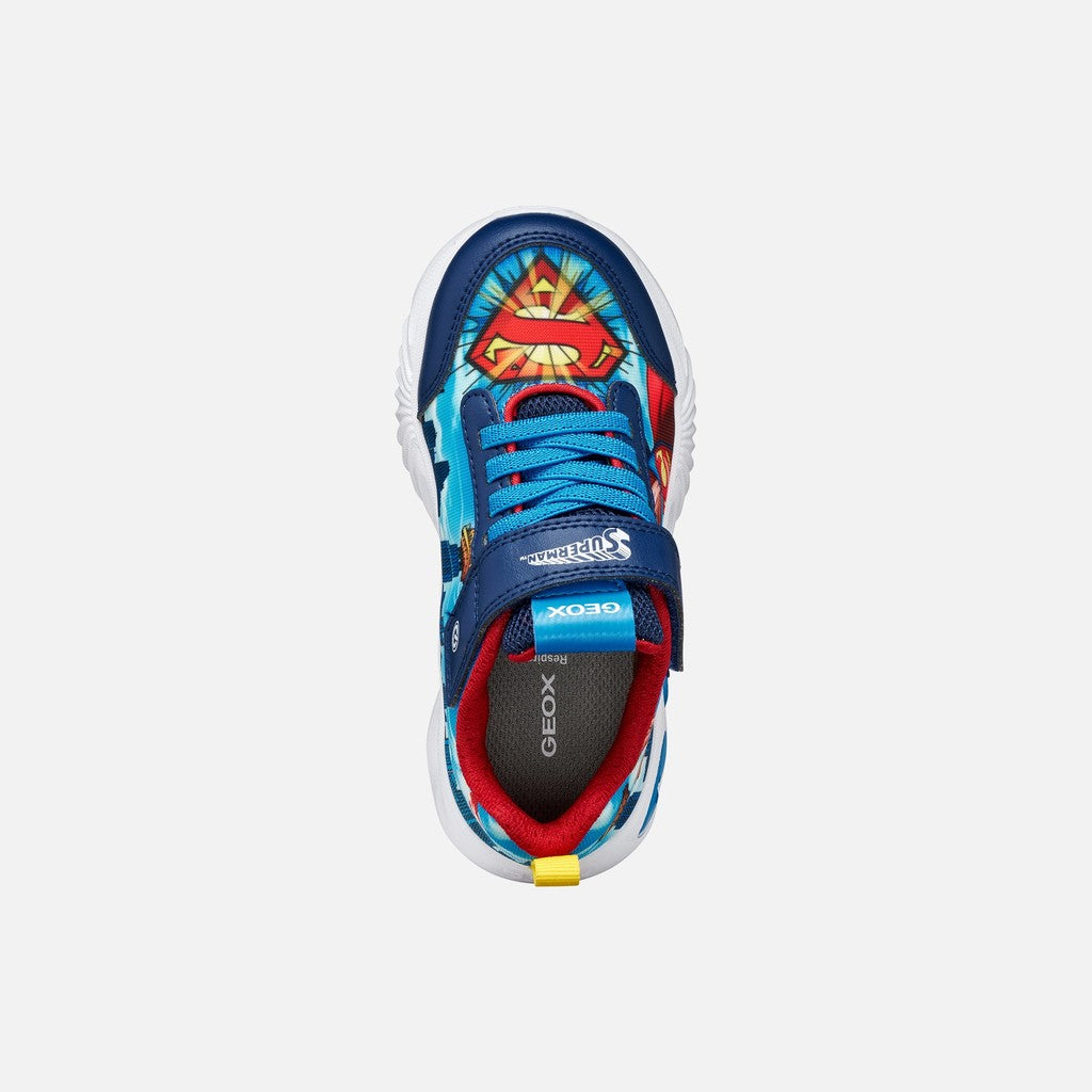 Geox Boys Superman Light Up Runner Blue Multi Assister J65DZA