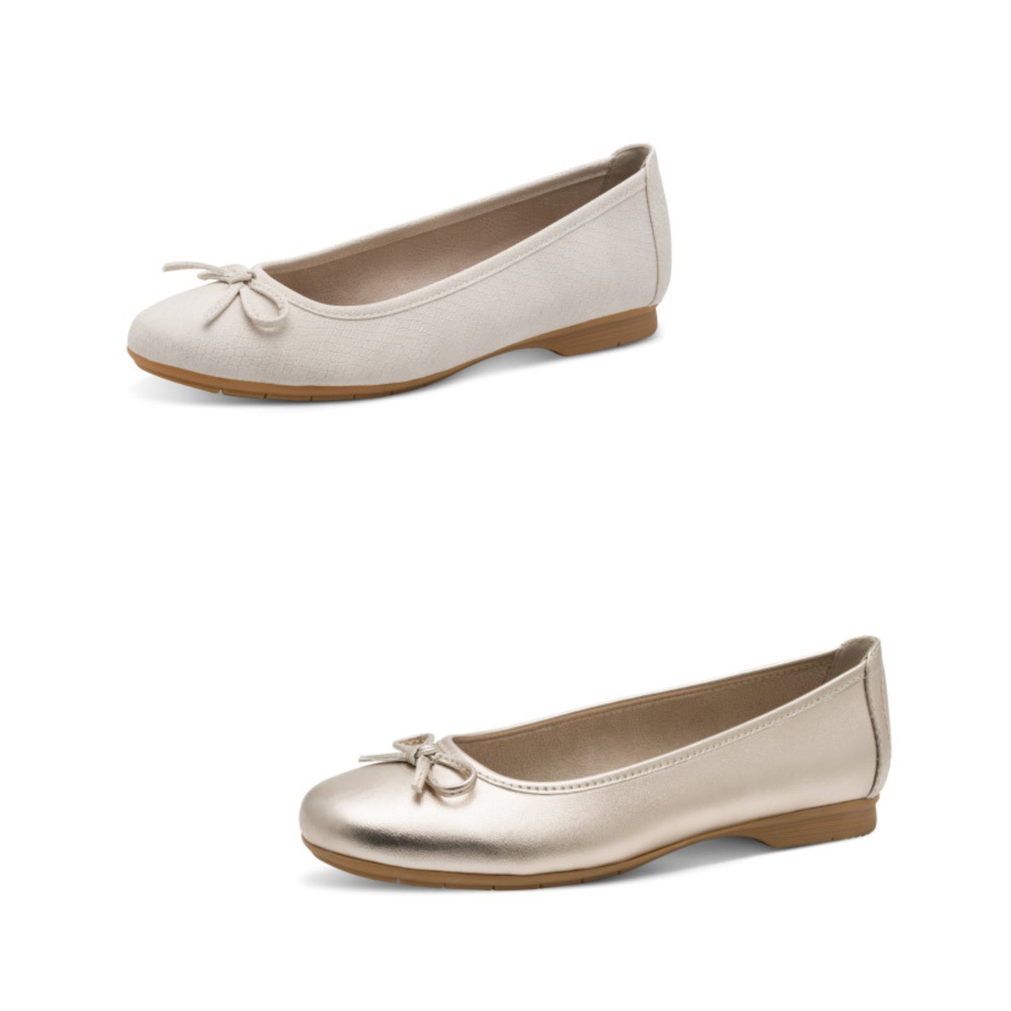 Jana Snake Print Ballerina Pumps - Beige