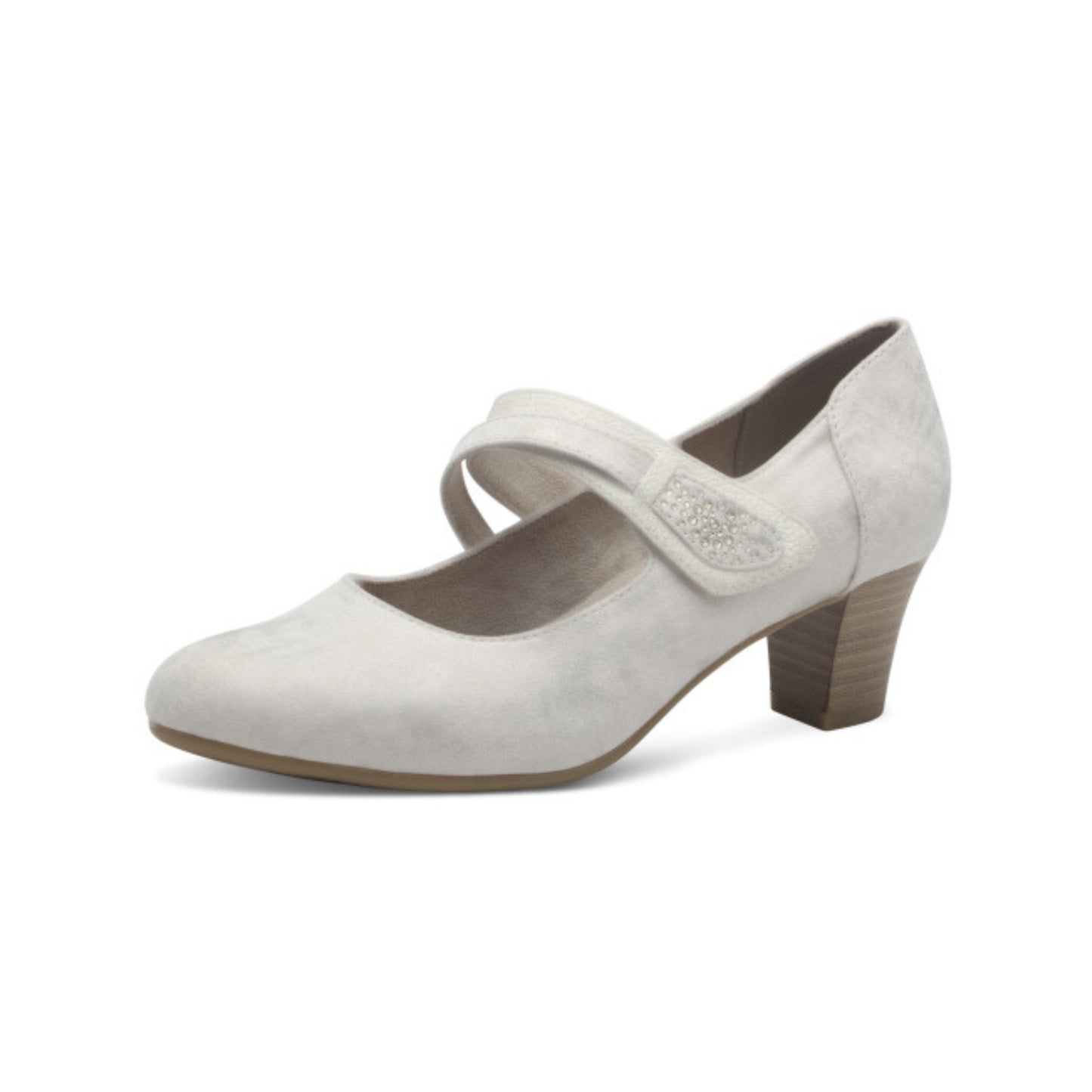 Jana Mid Heel Double Strap Beige/Gold 24464-42