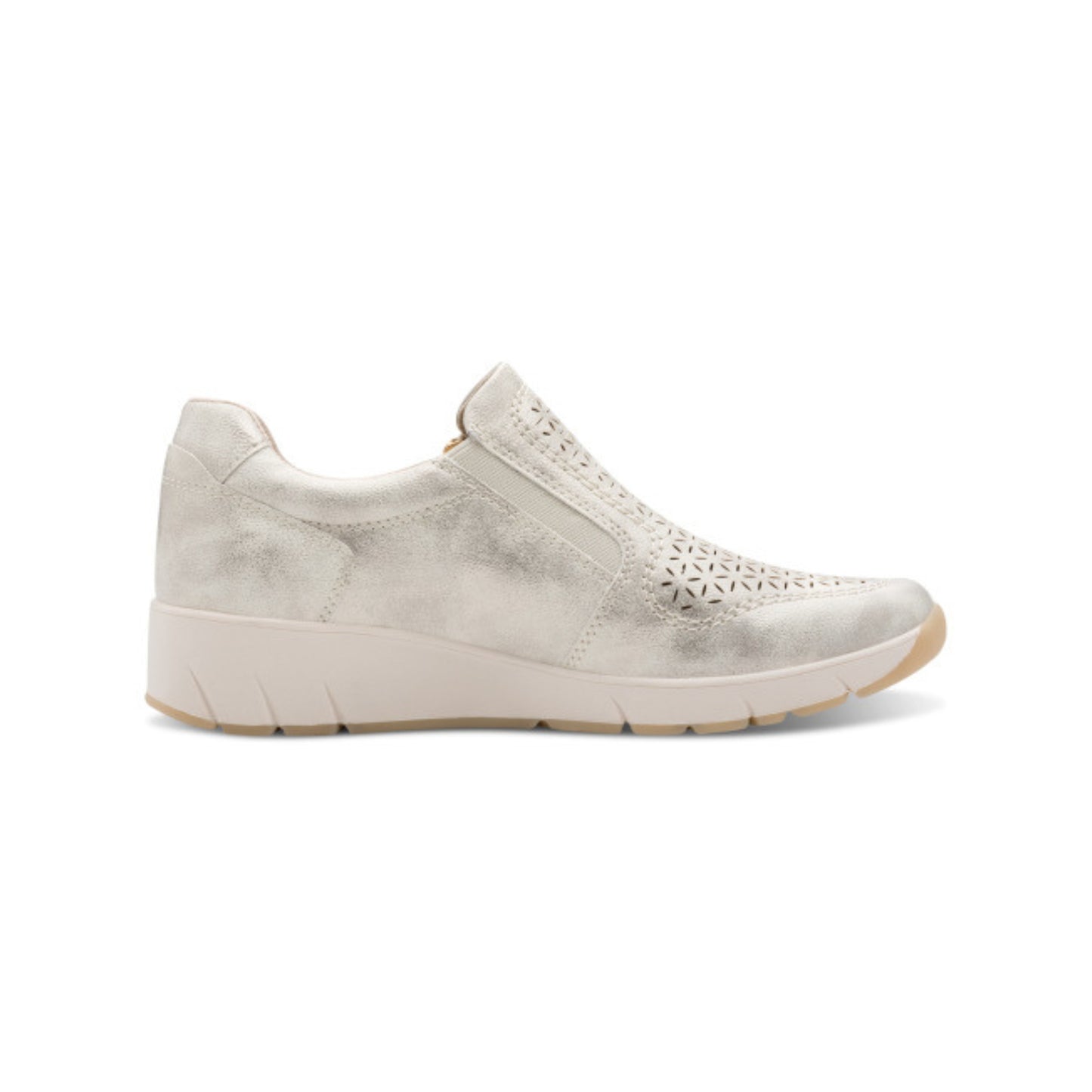 Jana Ladies Slip On Trainer with Zip Beige Gold  24765-46