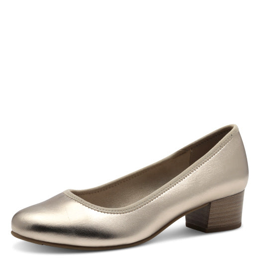 Jana Block Heel Shoe Champagne Metallic 22360-42