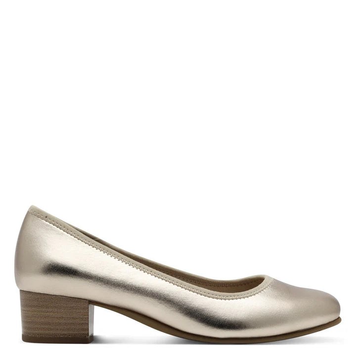 Jana Block Heel Shoe Champagne Metallic 22360-42