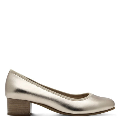 Jana Block Heel Shoe Champagne Metallic 22360-42