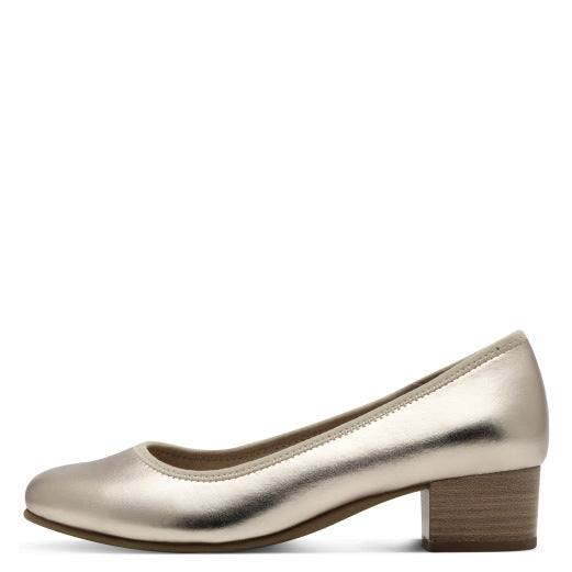 Jana Block Heel Shoe Champagne Metallic 22360-42