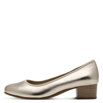 Jana Block Heel Shoe Champagne Metallic 22360-42