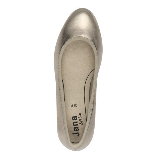 Jana Block Heel Shoe Champagne Metallic 22360-42
