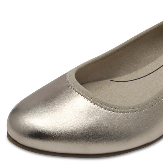 Jana Block Heel Shoe Champagne Metallic 22360-42