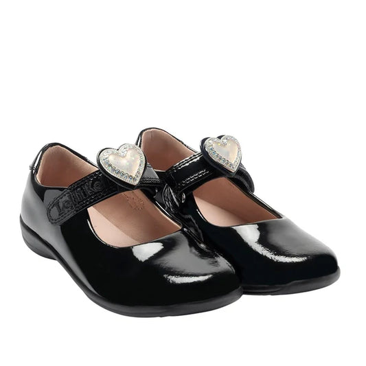 Lelli Kelly Sabrina Colour Changing Heart Straps - F Fitting - Black Patent Leather