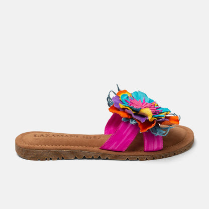 Lazamani Zinnia Flower Sandal Leather Pink LA33765