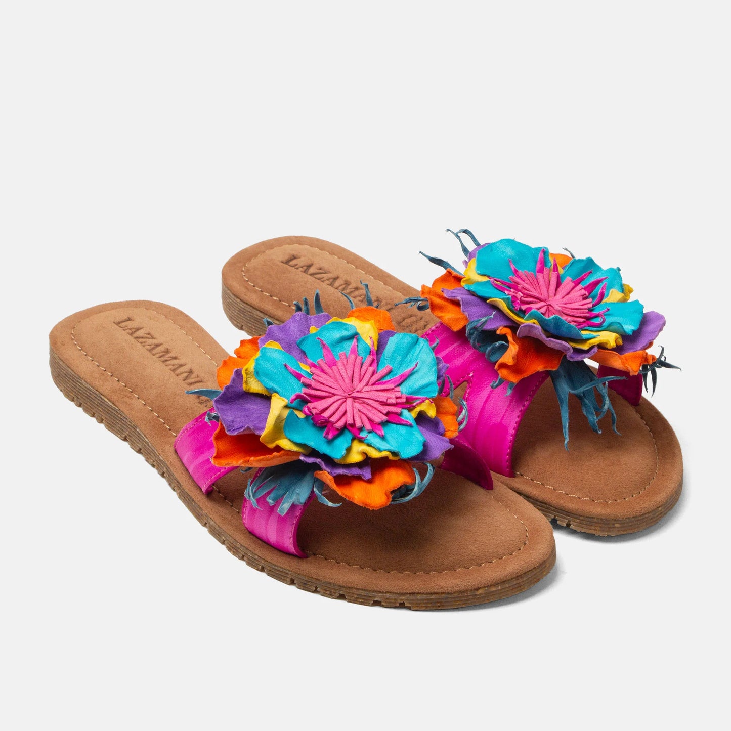 Lazamani Zinnia Flower Sandal Leather Pink LA33765