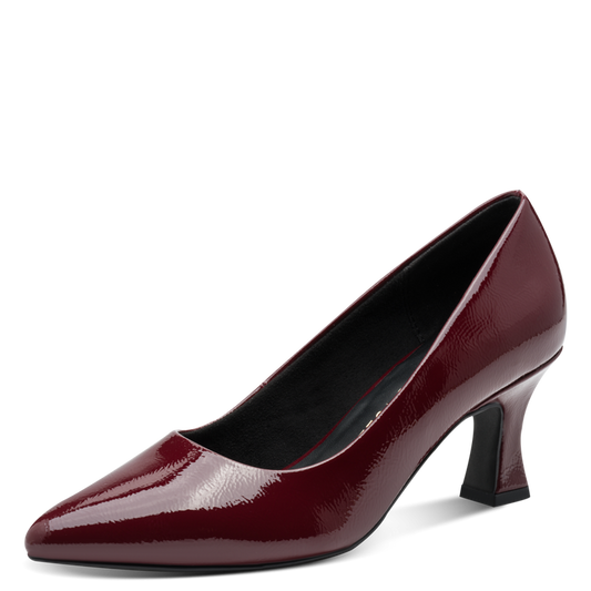Marco Tozzi Pointed Toe Mid Heel Patent Court Shoe 22420-42