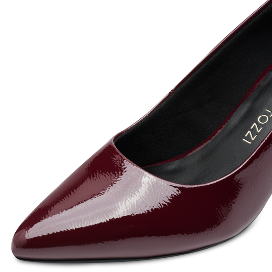 Marco Tozzi Pointed Toe Mid Heel Patent Court Shoe 22420-42