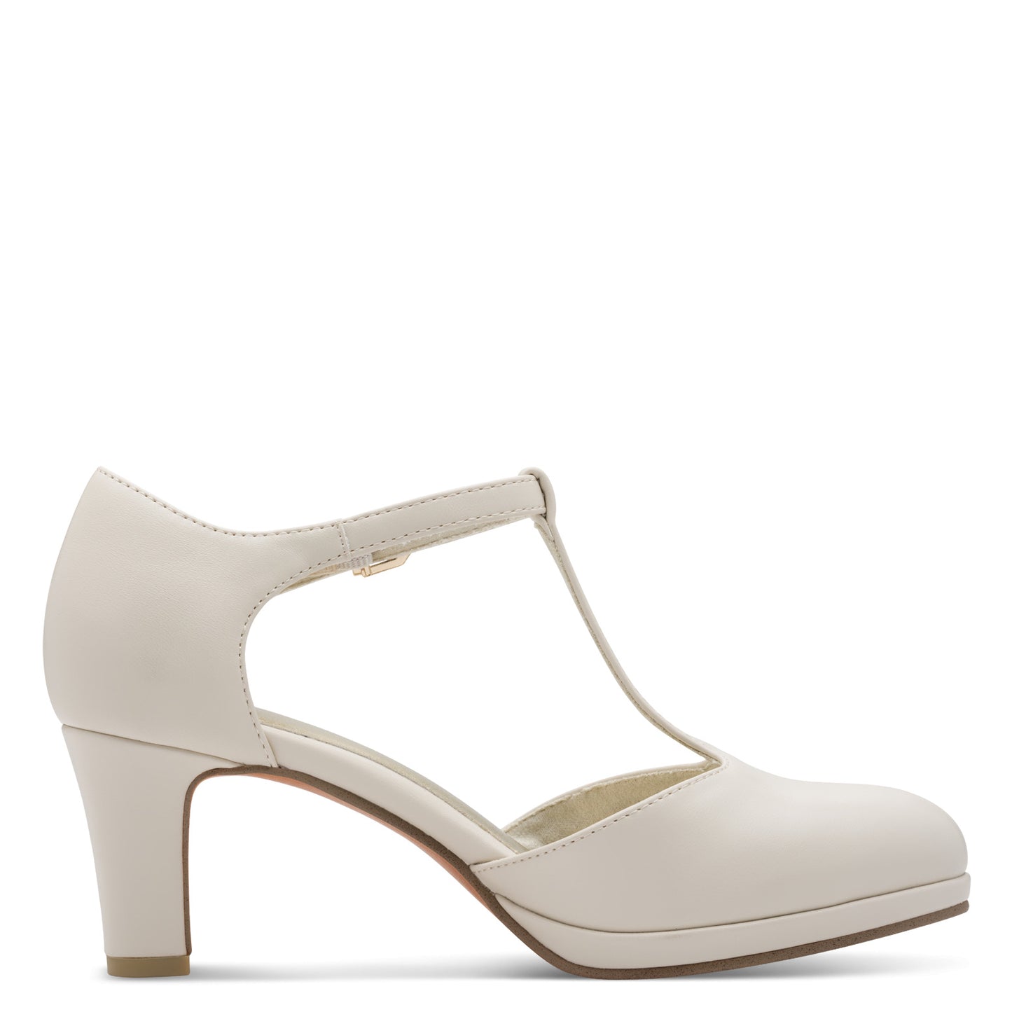 Marco Tozzi Cream T-Bar Mid Heel 24419-45