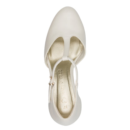Marco Tozzi Cream T-Bar Mid Heel 24419-45
