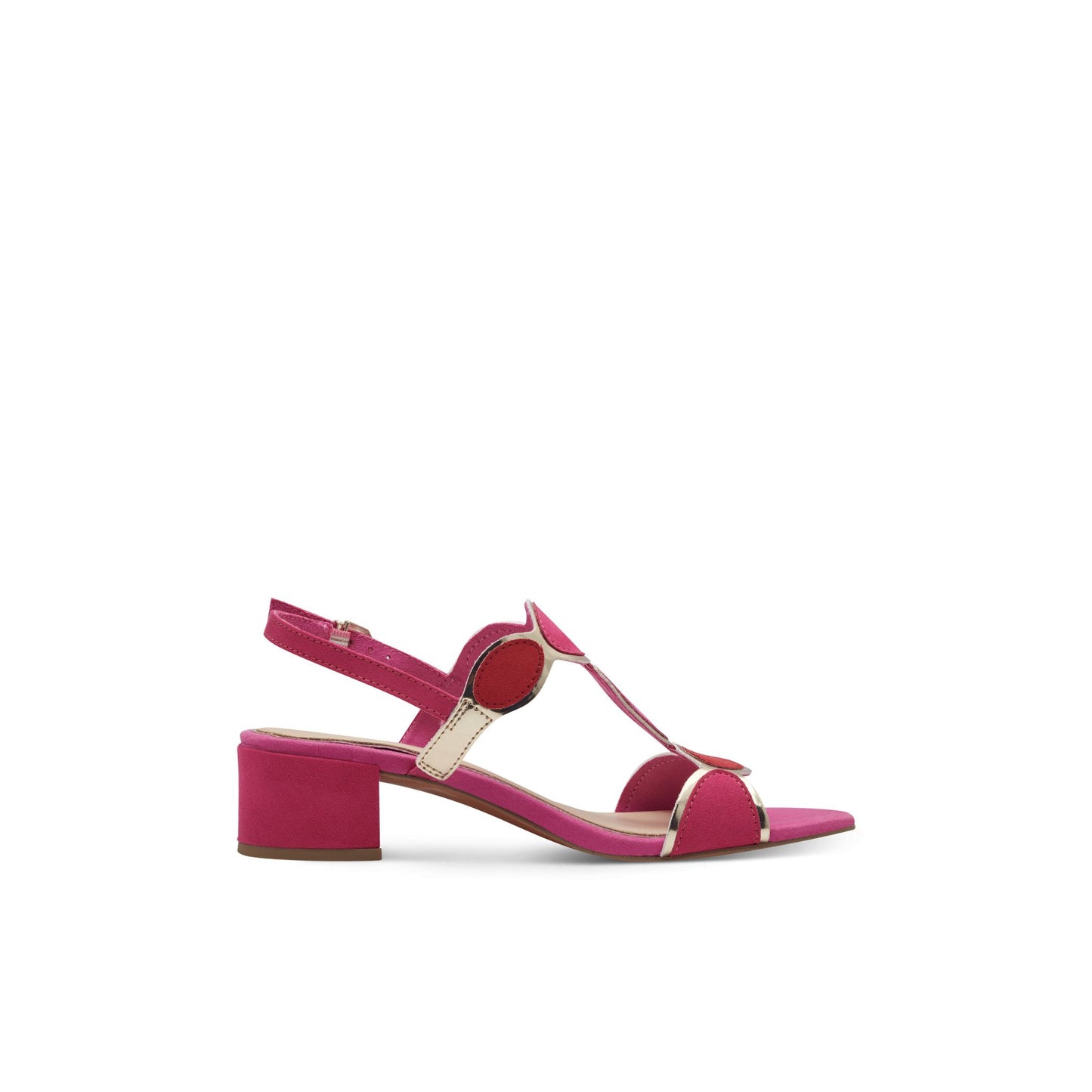 Marco Tozzi Sling Back Sandals with Geometric Patterns - Pink Red Gold