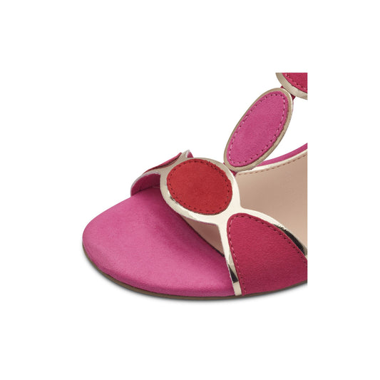 Marco Tozzi Sling Back Sandals with Geometric Patterns - Pink Red Gold