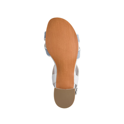 Marco Tozzi White Block Heel Sandal with Pastel Colours 28282-46