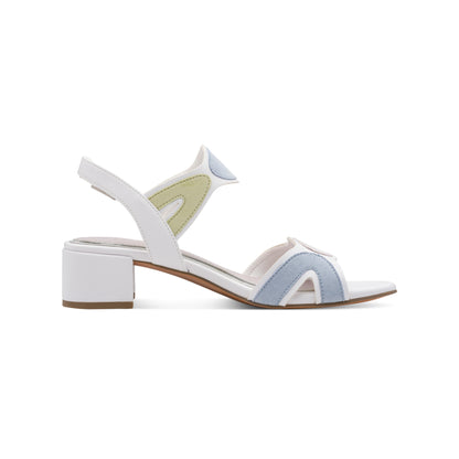 Marco Tozzi White Block Heel Sandal with Pastel Colours 28282-46