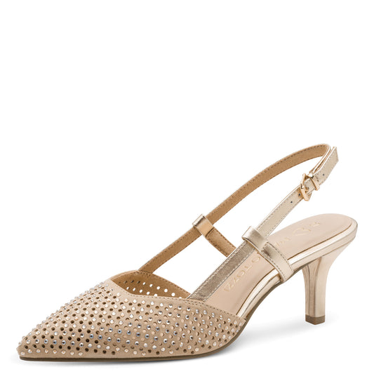 Marco Tozzi Diamante Pointed Toe Low Heel Sling Back