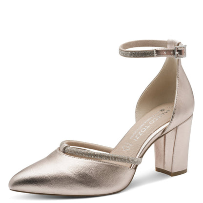 Marco Tozzi Pointed Toe Elegant Block Heel with Diamante Detailing