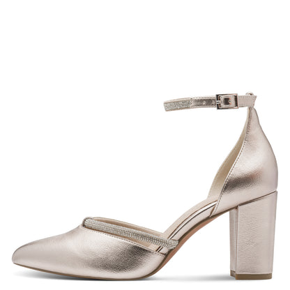 Marco Tozzi Pointed Toe Elegant Block Heel with Diamante Detailing