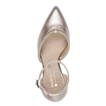 Marco Tozzi Pointed Toe Elegant Block Heel with Diamante Detailing