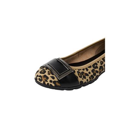 Marco Tozzi Flat Leopard print pump with silver and black buckle 22111-44