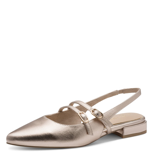 Marco Tozzi Sling Back Pointed Toe Metallic Flats 29409-44