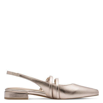 Marco Tozzi Sling Back Pointed Toe Metallic Flats 29409-44