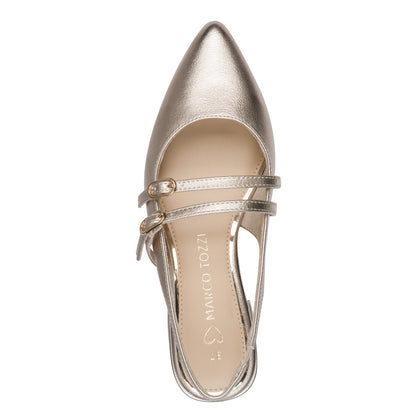 Marco Tozzi Sling Back Pointed Toe Metallic Flats 29409-44
