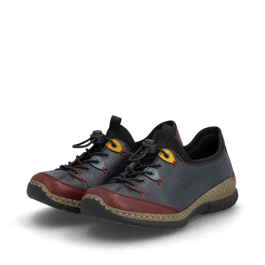 Rieker Slip On Bungee Elastic Walking Shoe Navy Multi N3271-35