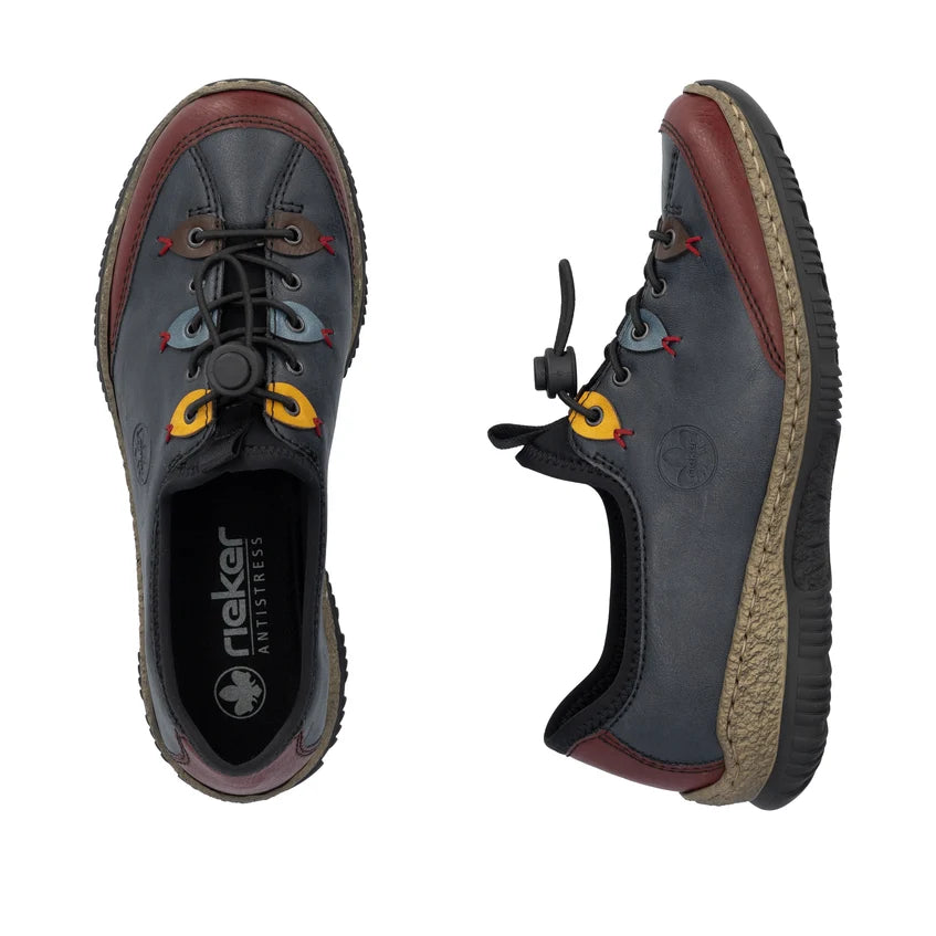 Rieker Slip On Bungee Elastic Walking Shoe Navy Multi N3271-35