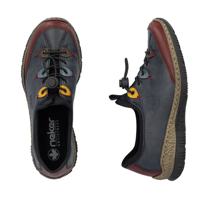 Rieker Slip On Bungee Elastic Walking Shoe Navy Multi N3271-35