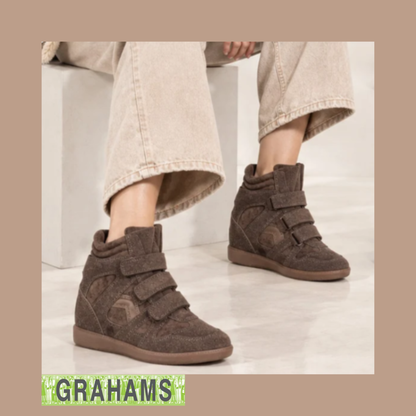 PFS Wedge Velcro Trainer Brown Suede CC250