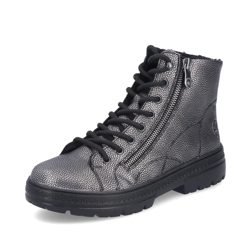 Rieker Platform Laced Metallic Ankle Boot N0031
