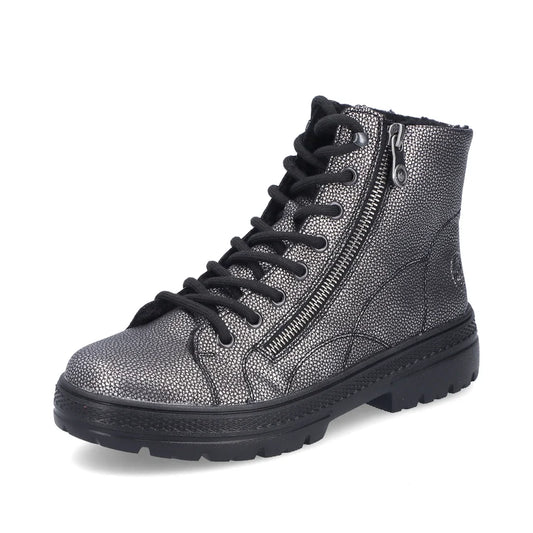 Rieker Platform Laced Metallic Ankle Boot N0031