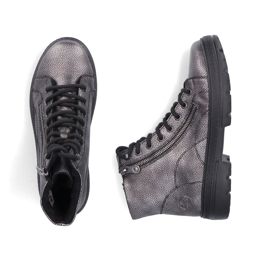 Rieker Platform Laced Metallic Ankle Boot N0031
