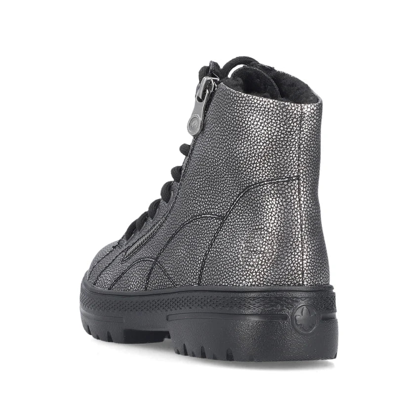 Rieker Platform Laced Metallic Ankle Boot N0031