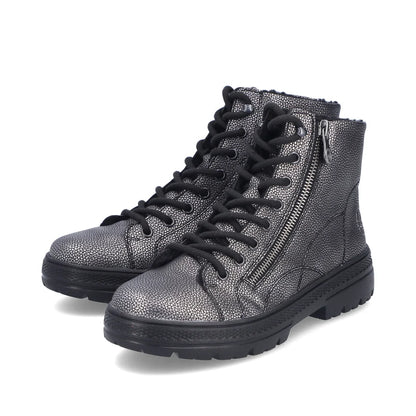 Rieker Platform Laced Metallic Ankle Boot N0031
