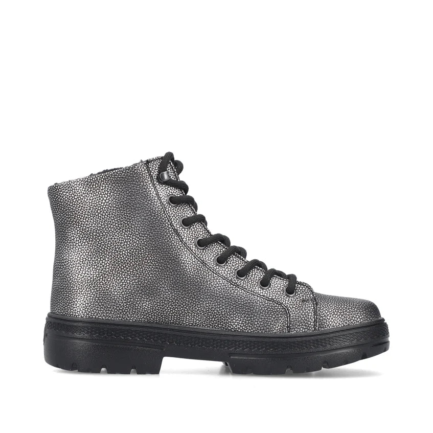 Rieker Platform Laced Metallic Ankle Boot N0031