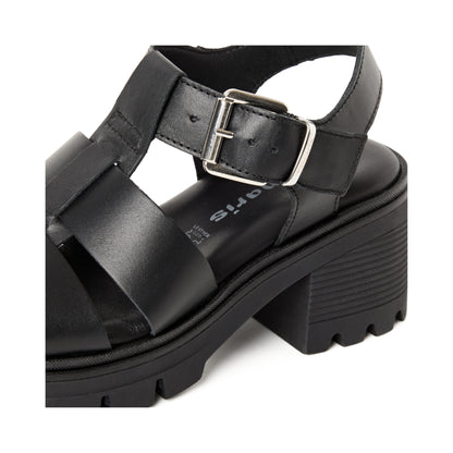 Tamaris Heeled Sandal Black Leather  28703-46